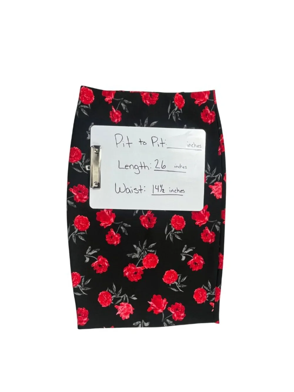 Dynamite Black Red Floral Crop Top & Pencil Skirt Matching Set Medium